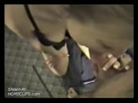 Incest vid of teen sister with amazing eyes looking at brother while blowing him and he records
